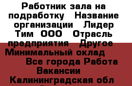 Работник зала на подработку › Название организации ­ Лидер Тим, ООО › Отрасль предприятия ­ Другое › Минимальный оклад ­ 15 000 - Все города Работа » Вакансии   . Калининградская обл.,Советск г.